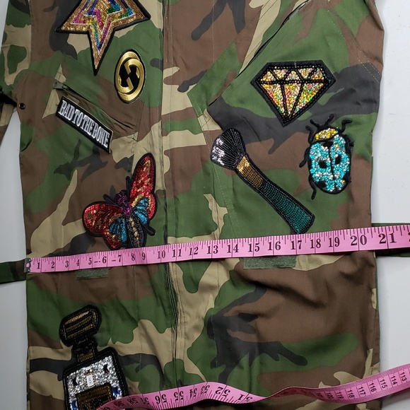 Rothco Womens Camo Bling Patchwork Flight Suit Jumpsuit Size S Y2K Retro - Picture 12 of 17